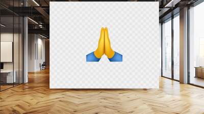 Prayer hands emoji. Folded hands. Isolated on white. Vector Wall mural