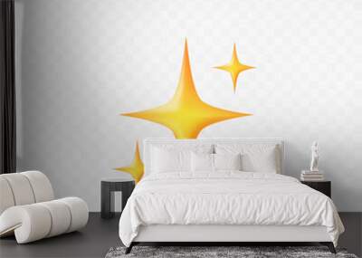 Shining stars emoji. Realistic star icon. Isolated. Vector Wall mural