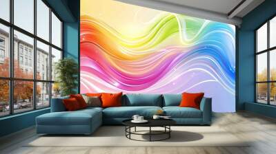 Abstract Rainbow Waves Wall mural