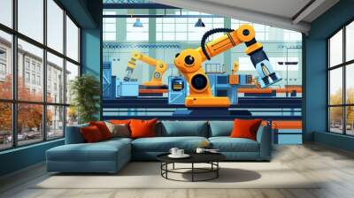 Automated Factory with Robots Wall mural