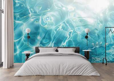 Clear Turquoise Water Ripples with Sun Glare Wall mural