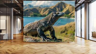 Komodo Dragon on a Hilltop in Indonesia Wall mural