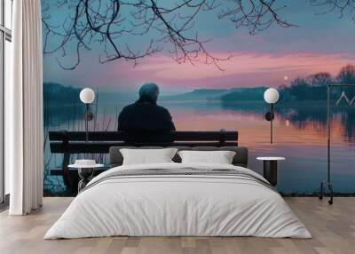 Solitude by the Lake at Dusk Wall mural