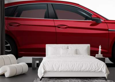 manual tracing  Realistic Vector 3D Isolated red Car Sedan with Gradients and side view Wall mural