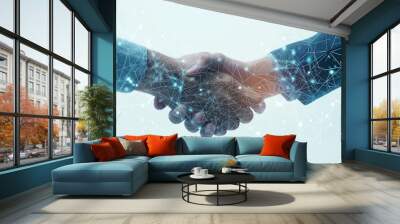 People shaking hands and network Horizontal visual for advertisements. Wall mural