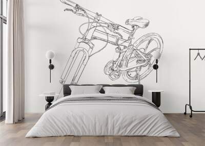 hand drawn modern bike , sketch vector. Wall mural