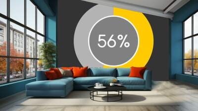 56 percent, circle percentage diagram on black background vector illustration. Wall mural