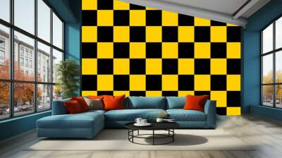 yellow and black checkered seamless geometric pattern, square template,vector,illustration. Wall mural