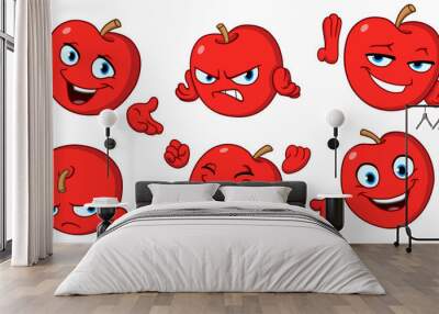 Apple cartoon set Wall mural