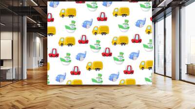 cartoon transport pattern Wall mural