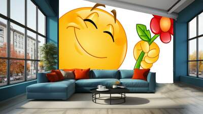 emoticon giving flower Wall mural