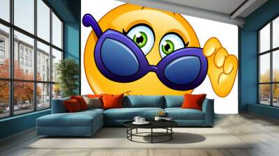 Emoticon looking over sunglasses Wall mural