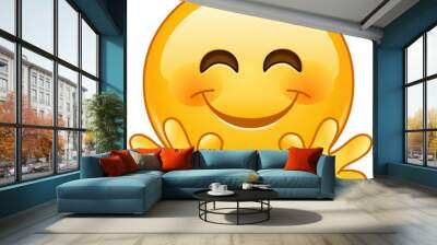 Hugging face emoticon Wall mural