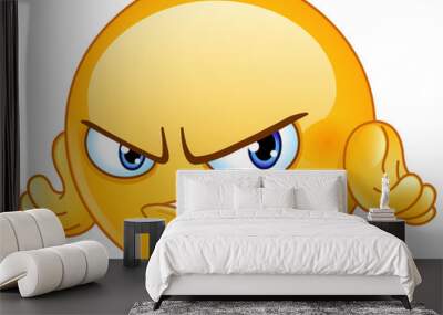 Mad emoticon Wall mural