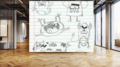 Monster doodles set 2 Wall mural