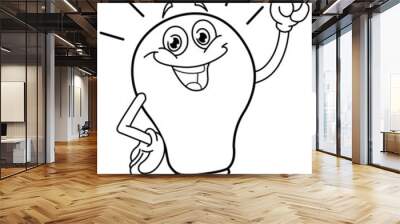 Outlined cartoon light bulb Wall mural