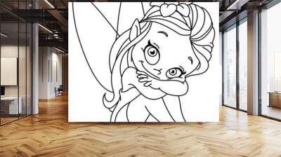 Outlined little fairy Wall mural