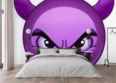 Smiling face with horns emoticon Wall mural