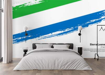 Creative hand drawing brush flag of Sierra Leone country for special independence day Wall mural