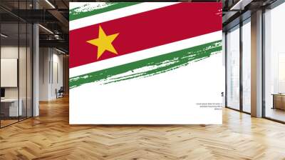 Creative hand drawing brush flag of Suriname country for special independence day Wall mural