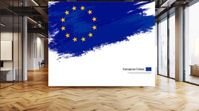 Happy europe day of European Union with grungy stylish brush flag background Wall mural