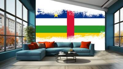 Stain brush stroke flag of Central African Republic country with abstract banner concept background Wall mural