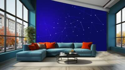 Blue abstract digital technology communication lines grid with dots background Wall mural