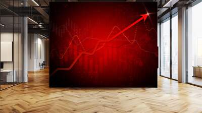 Business success and growth arrow concept red background Wall mural