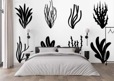 algae icon set. Marine plants isolated Wall mural