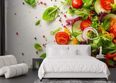 background vegetable salad closeup with space for text. Wall mural