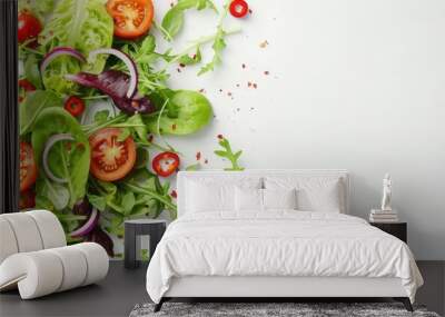 background vegetable salad closeup with space for text. Wall mural