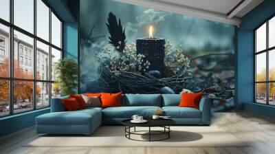 black magic candle. Wall mural