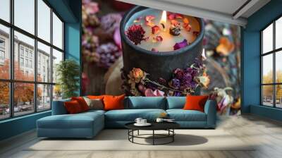 black magic candle. Wall mural