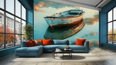 boat on water. Wall mural