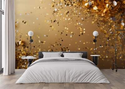 festive background with gold sparkles. Wall mural