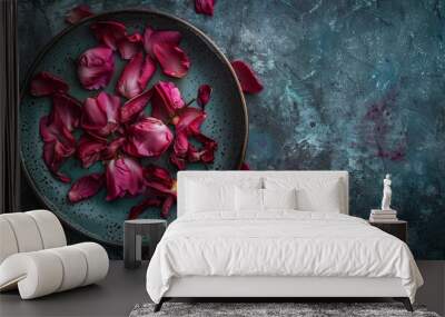 flower petals on a plate. Wall mural