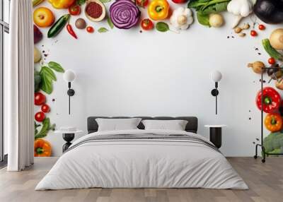 fresh vegetables white background for text. Wall mural