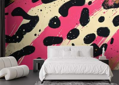 illustration of leopard print black and green closeup on surface. Wall mural