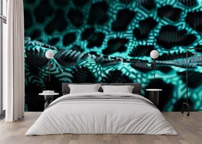 illustration of leopard print black and green closeup on surface. Wall mural