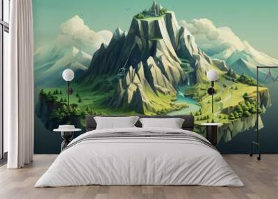 isometric mountain. Wall mural