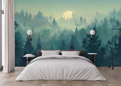 landscape cartoon background. Wall mural