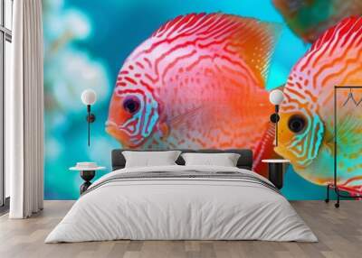 Marine exotic bright colored fish background. Wall mural