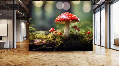 red poisonous fly agaric mushroom. Wall mural