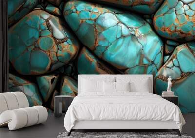 smooth blue pebbles. Wall mural