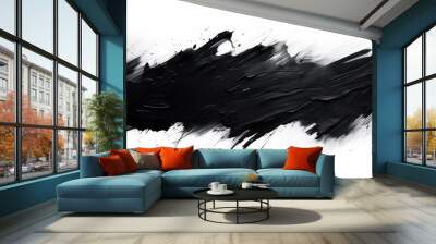 strokes of black paint on a white background. Wall mural