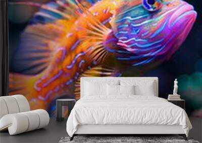 Undersea world. Fish in the sea. Wall mural