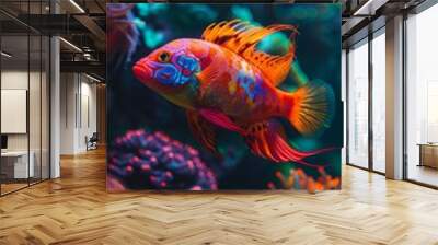 Undersea world. Fish in the sea. Wall mural