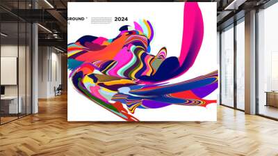 Colorful abstract fluid shape for digital web banner design template 2024 Wall mural