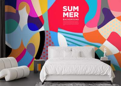 Colorful abstract liquid flat pattern illustration for summer holiday banner Wall mural