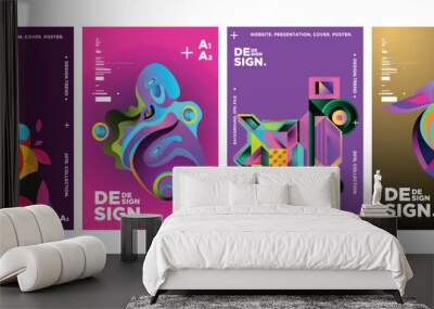 Cover and Poster Design Template for Magazine. Trendy Vector Typography and Colorful Illustration Collage for Cover and Page Layout Design Template in eps10. Wall mural